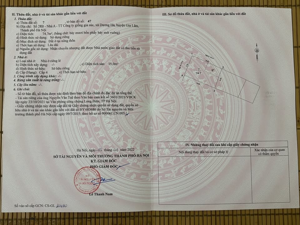 Đất nền Dương Hà, Gia Lâm 74.7m² giá thỏa thuận - Lô góc 2 mặt tiền đẹp!