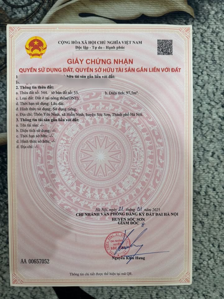 Đất nền Yên Ninh, Nội Bài 97m² giá 292.5 triệu - Cơ hội đầu tư tốt!