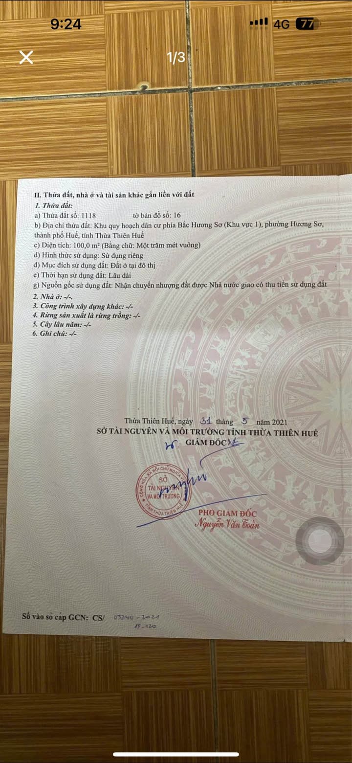 Đất nền Hương Sơ, Huế 100m² giá 1.8 tỷ - Đường QH 16.5m, cơ hội đầu tư hấp dẫn!