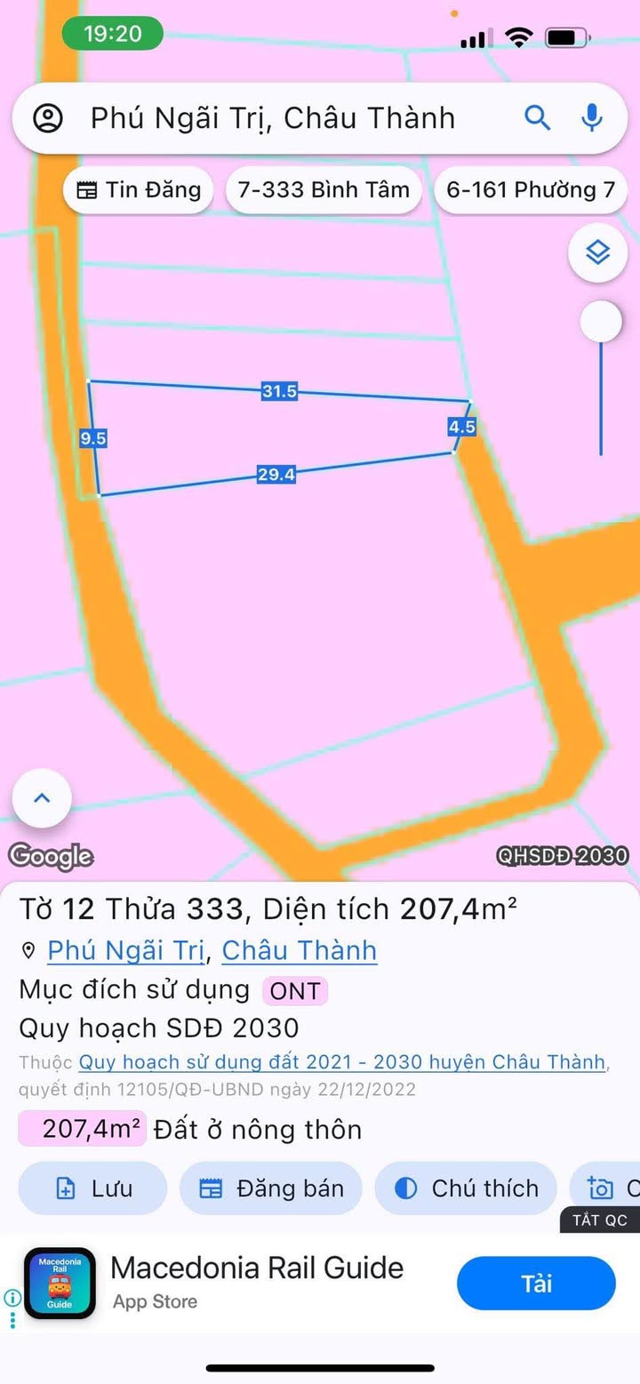 Đất nền xã Tầm Vu, Châu Thành, Tây Ninh 285m² giá 350 triệu - Đầu tư sinh lời ngay!