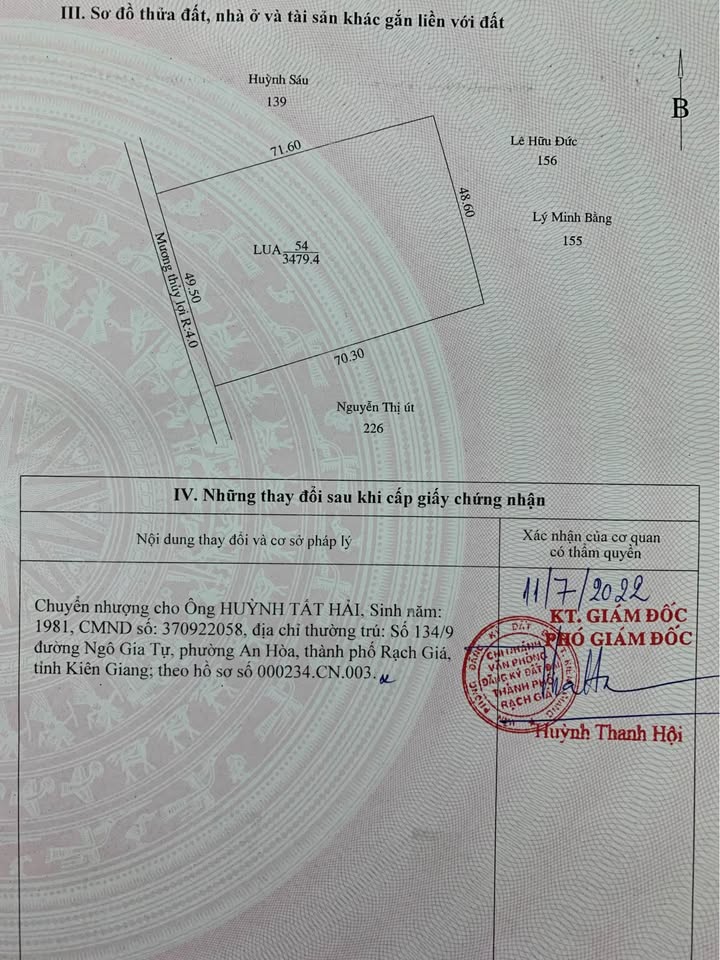 Đất ruộng Vĩnh Viễn, Rạch Giá 3.611,5m² giá 2,5 tỷ - Cơ hội đầu tư sinh lợi!