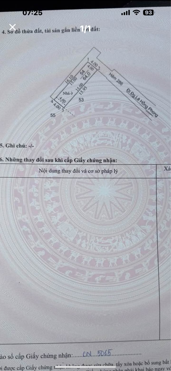 Bán nhà cấp 4 286 Lê Hồng Phong, Vũng Tàu 64m² giá 4.8 tỷ - Hẻm xe hơi, dân trí cao!