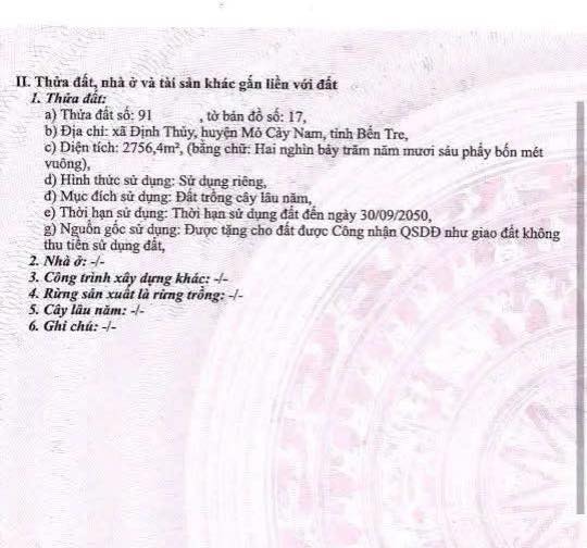 Đất đẹp 2756m² mặt tiền đường Đan 3m5 xã Định Thủy - Giá 3 tỷ có thương lượng!