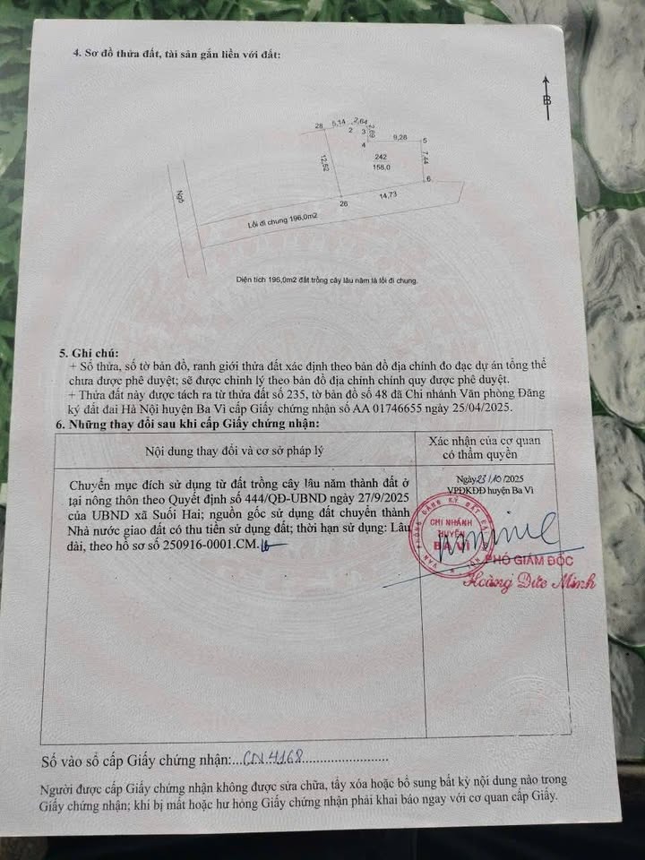 Đất thổ cư Ba Vì 158m² giá 980 triệu - Sổ hồng chính chủ