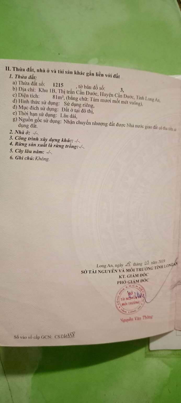 Đất nền Cần Đước 81m² giá 1.95 tỷ - Pháp lý rõ ràng, dân cư đông đúc!