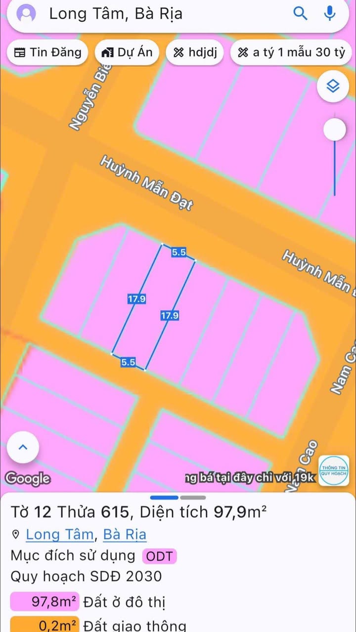 Đất nền Barimex Long Tâm Bà Rịa 98m² giá 2.3 tỷ - Đầu tư sinh lời ngay!