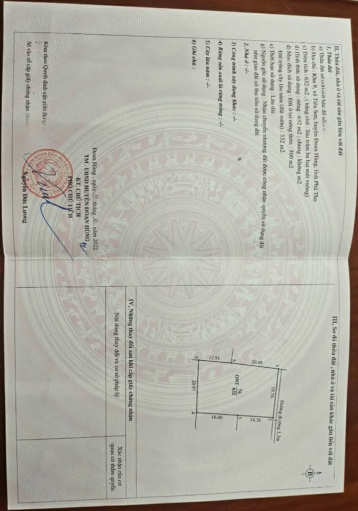 Đất nền 1000m² tại Tiêu Sơn, Đoan Hùng - Sổ đỏ chính chủ, giá thỏa thuận!