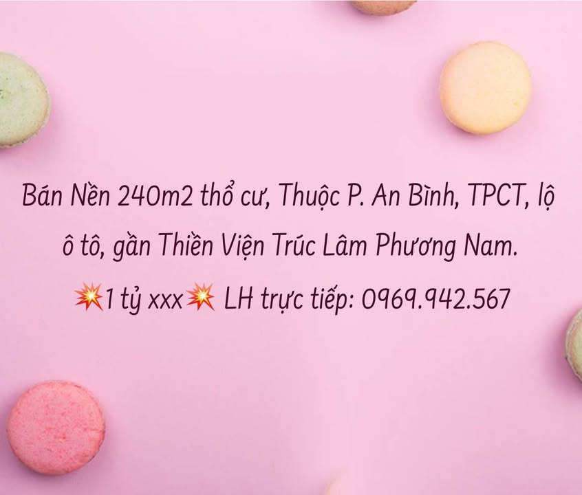 Đất nền 240m² An Bình, Ninh Kiều - Giá chỉ 1 tỷ, ô tô vào tận nơi!