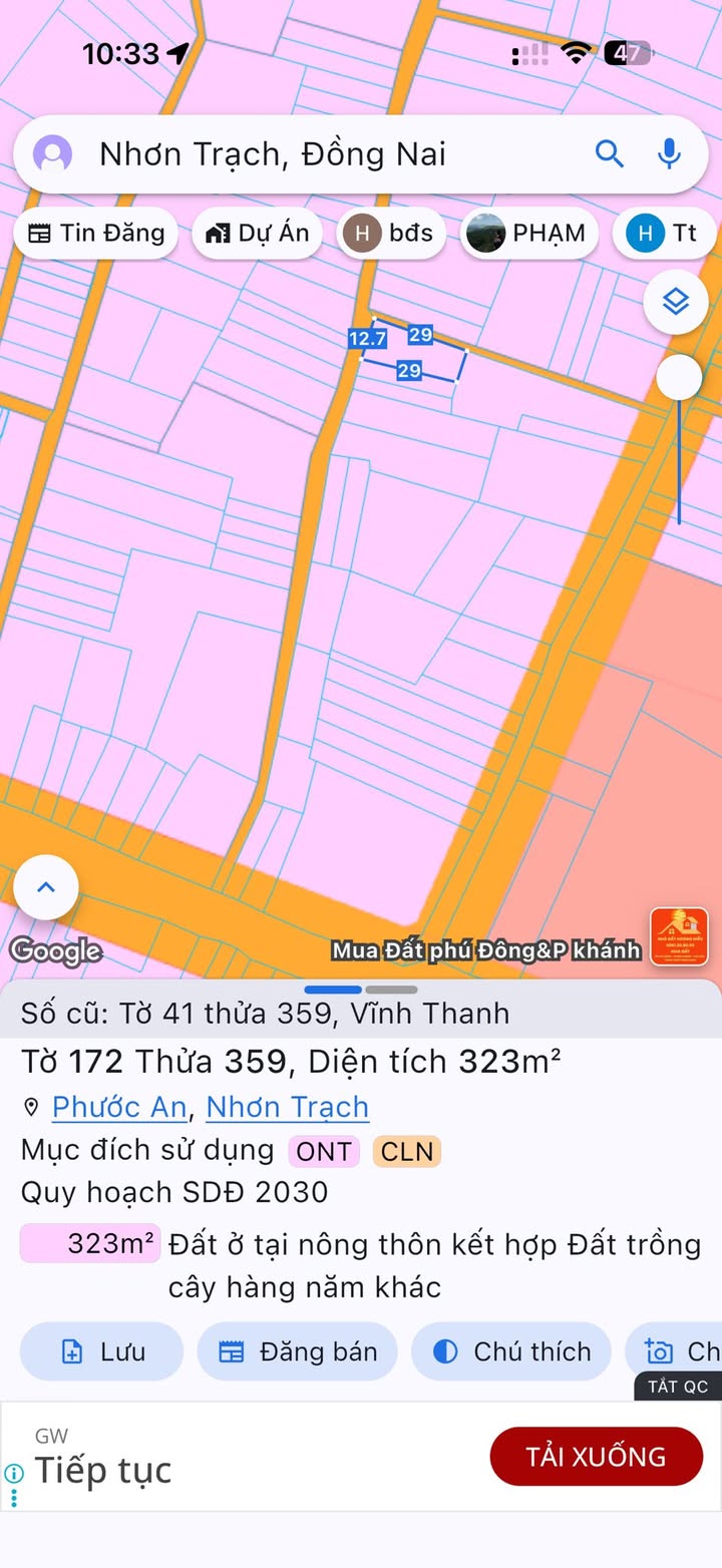 Đất thổ cư Vĩnh Thanh, Nhơn Trạch 323m² giá 3.7 tỷ - Đầu tư sinh lời ngay!