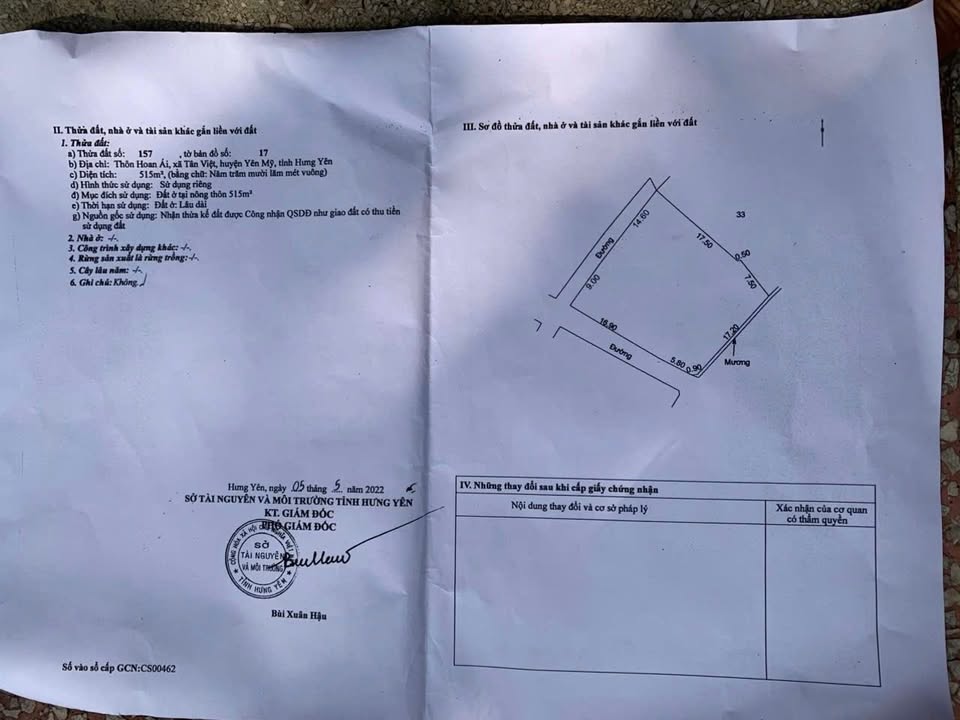 Đất nền Tân Việt Yên Mỹ 515m² - Giá đầu tư hấp dẫn!