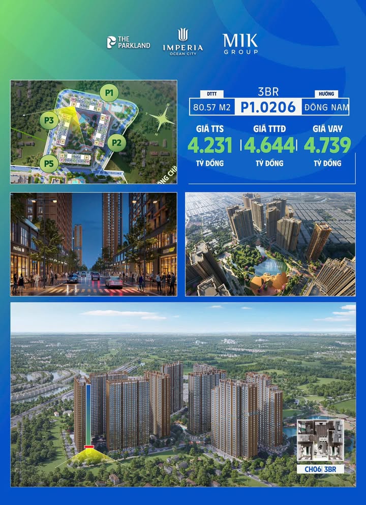 Căn hộ 3PN Imperia Ocean City 80m² giá 4.23 tỷ - Đầu tư sinh lời ngay!