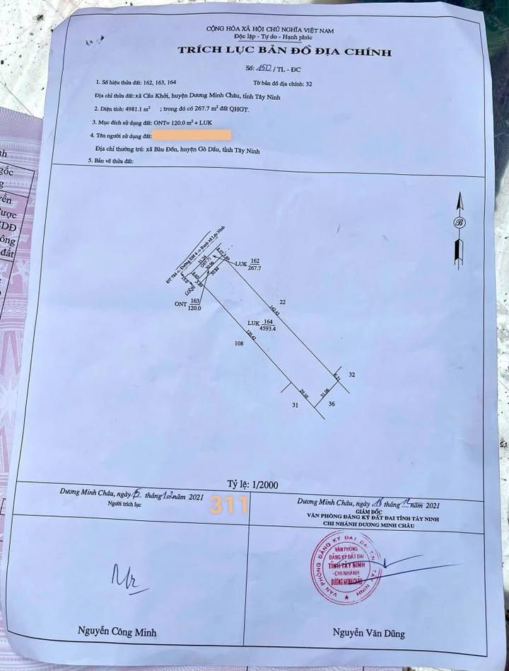 Đất thổ cư Cầu Khởi, Dương Minh Châu 4650m² giá 3.5 tỷ - Cơ hội đầu tư không thể bỏ qua!