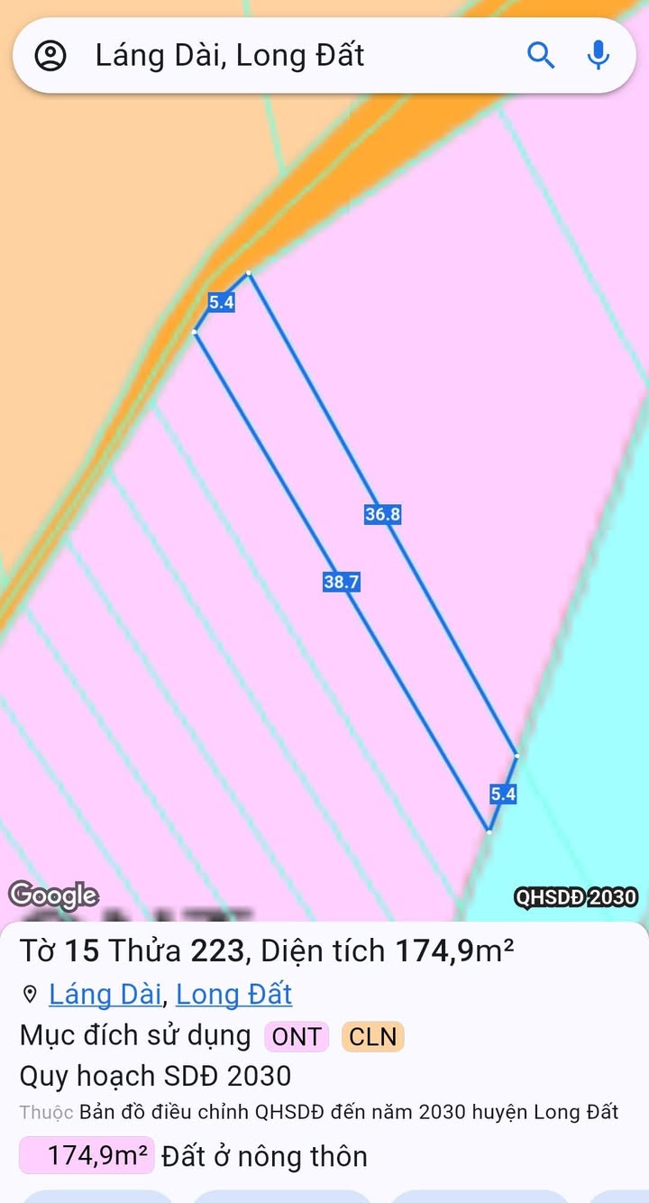 Đất nền Láng Dài Đất Đỏ 175m² giá 600 triệu - Chính chủ bán gấp!