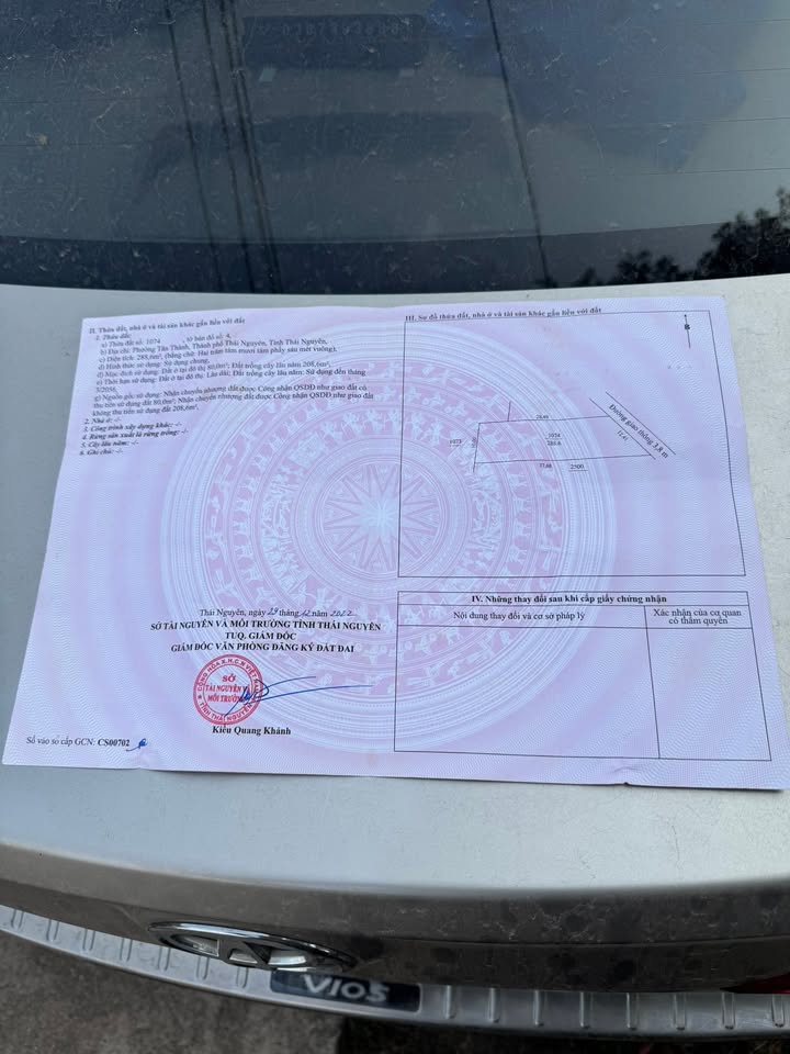 Đất thổ cư Tân Thành Thái Nguyên 288,6m² - Bán gấp, pháp lý rõ ràng!