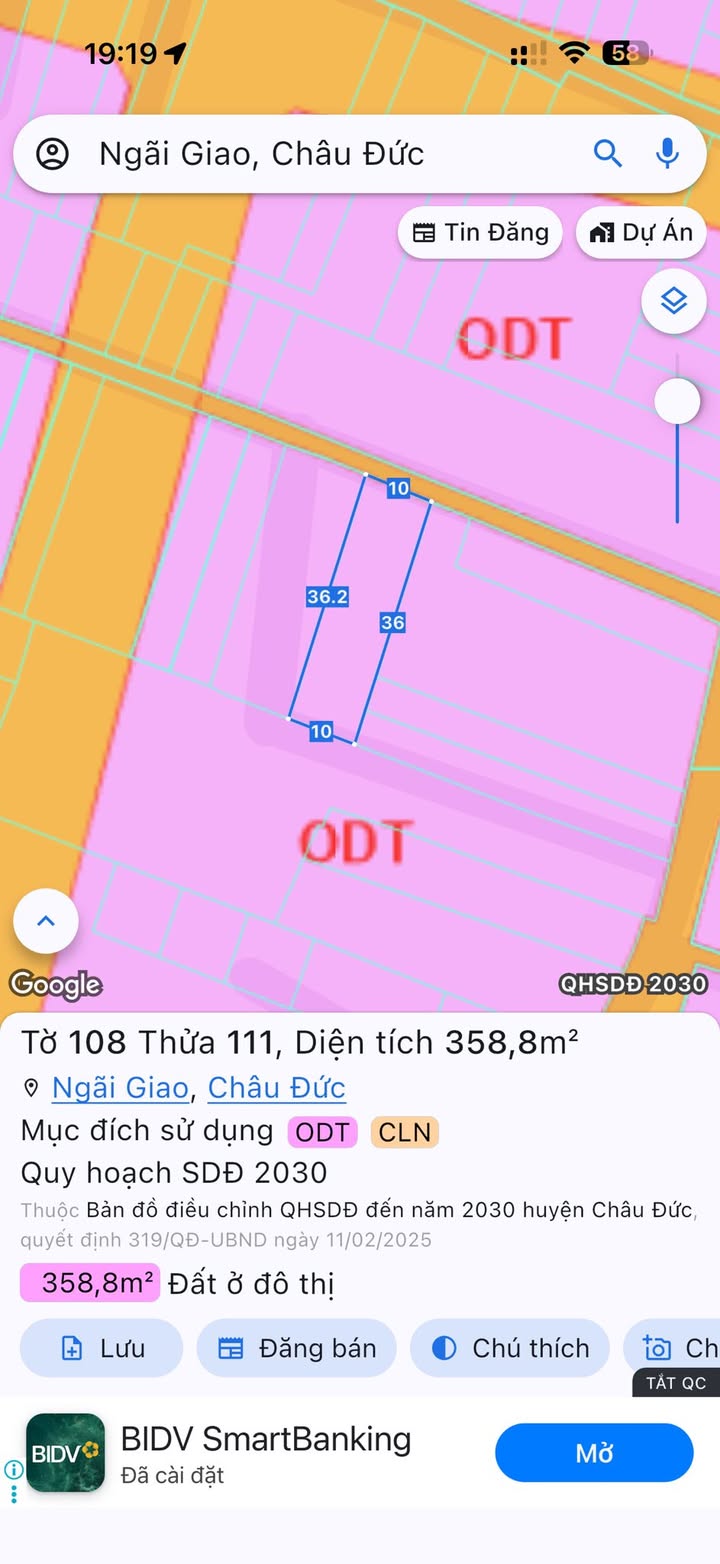 Đất nền Ngãi Giao, Châu Đức 358,8m² giá chỉ 2,7 tỷ - Đầu tư sinh lời ngay!