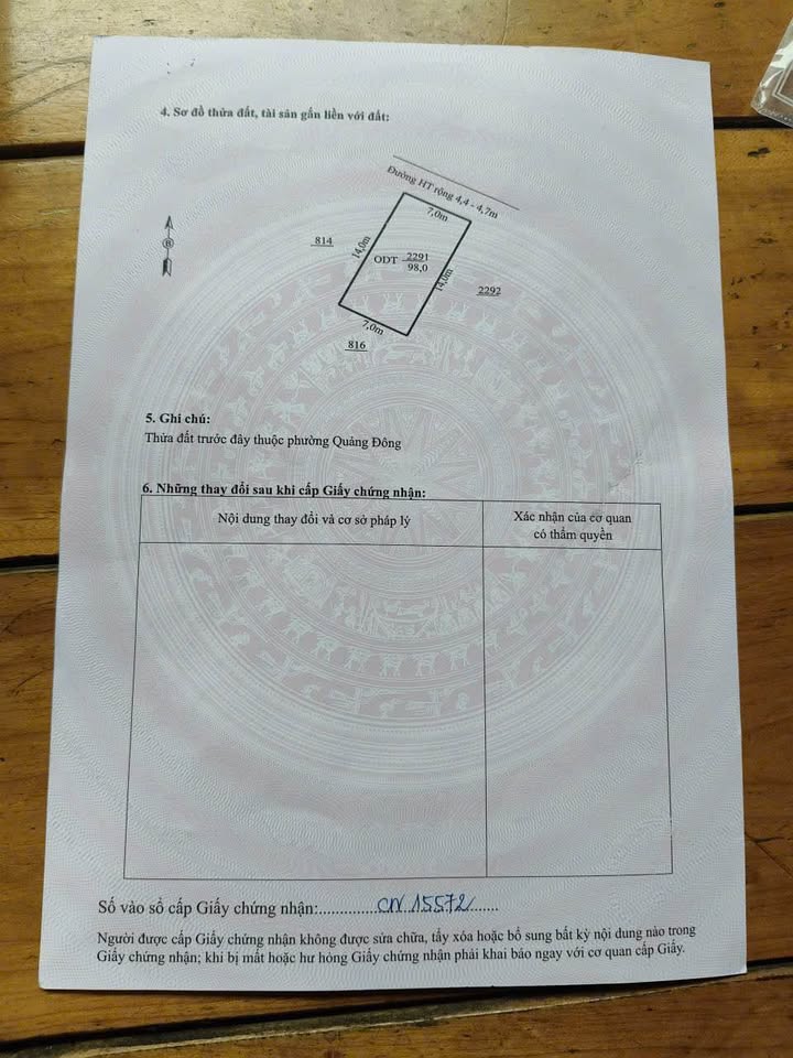 Đất thổ cư phường Quảng Đông 98m² giá 1 tỷ - Cơ hội đầu tư tuyệt vời!