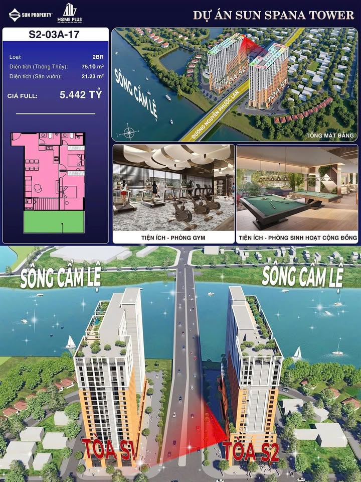 Căn hộ Spana Tower Đà Nẵng 75m² giá 5.4 tỷ - Không gian sống xanh đẳng cấp!