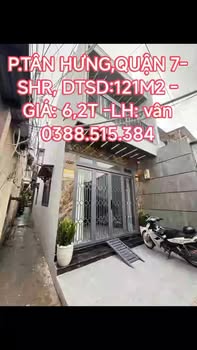 Nhà đẹp phường Tân Hưng, Quận 7, 121m² giá 6.2 tỷ - Sổ hồng chính chủ!