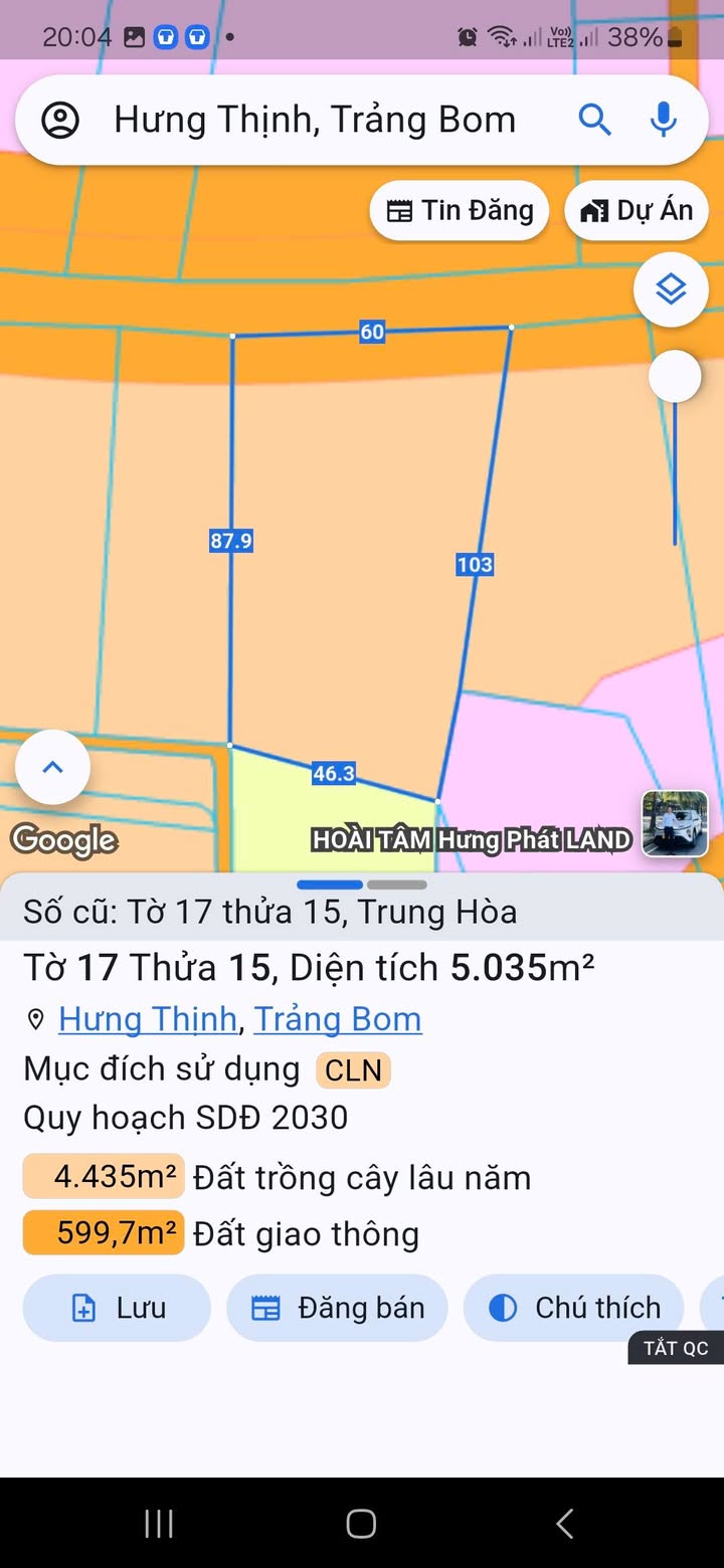 Đất trồng cây lâu năm tại Trung Hòa, Trảng Bom 5.035m² giá 1.5 tỷ - Cơ hội đầu tư tốt!