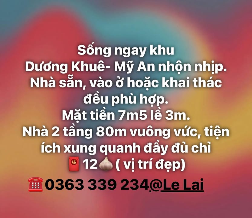 Nhà phố Dương Khuê, Mỹ An 80m² giá 12 tỷ - Sẵn sàng vào ở ngay!