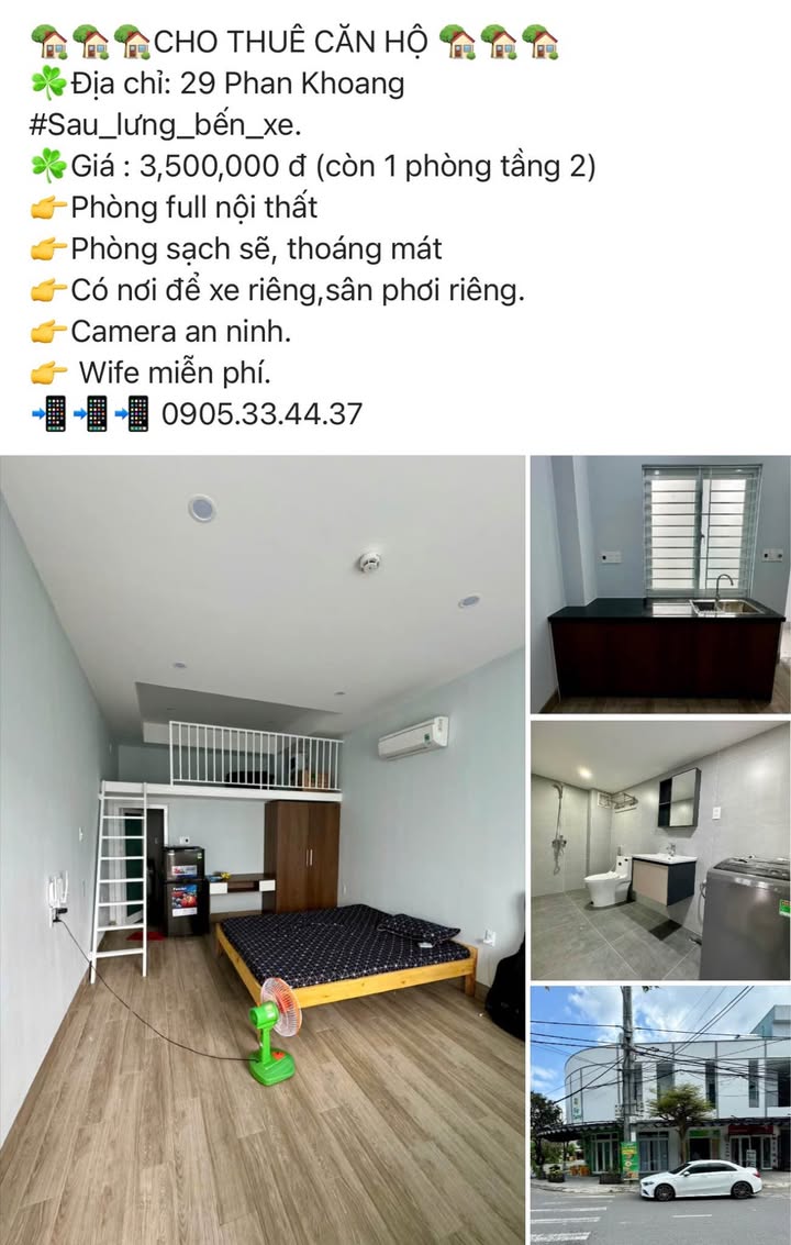 Căn hộ cho thuê tại 29 Phan Khoang, Cẩm Lệ - Giá chỉ 3.5 triệu/tháng!