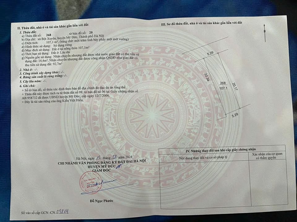 Đất nền Bột Xuyên Mỹ Đức 107m² giá 1 tỷ - Sổ đỏ chính chủ, gần trường học!