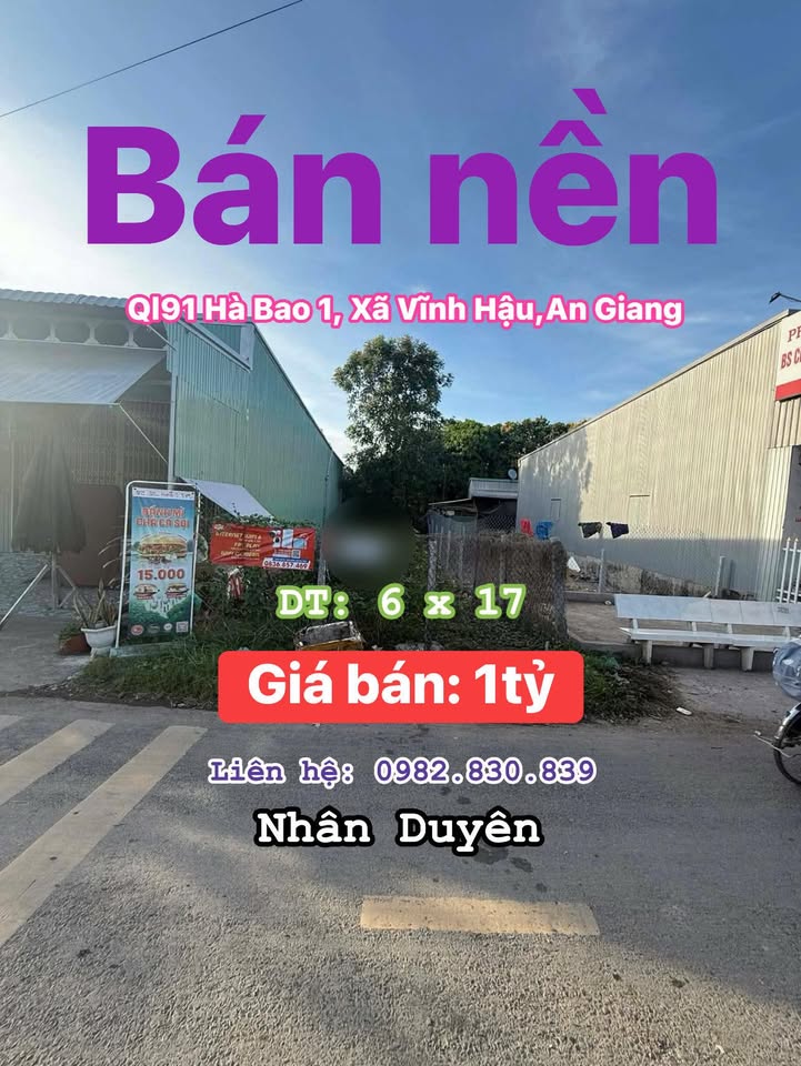 Đất nền mặt tiền Ấp Hà Bao 1, xã Vĩnh Hậu, An Giang, diện tích 87m², giá 1 tỷ - Cơ hội đầu tư hấp dẫn!