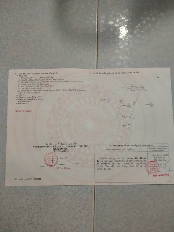 Đất nền mặt tiền đường Đan, xã Nhơn Mỹ, An Giang 160m² giá 680 triệu - Sổ đỏ chính chủ, xây dựng ngay!