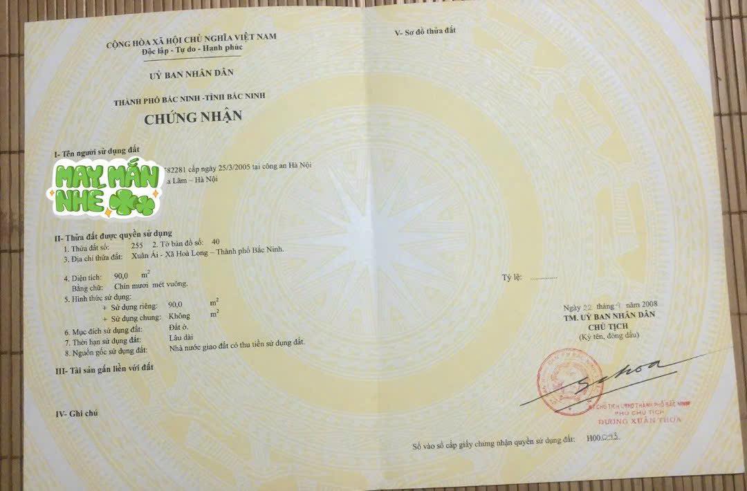 Đất nền Hòa Long, Bắc Ninh 90m² giá thỏa thuận - Sổ đỏ chính chủ