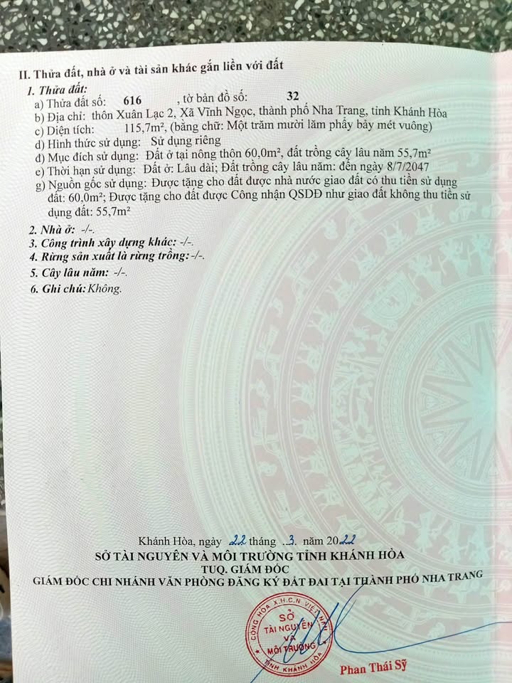 Đất nền Vĩnh Ngọc Nha Trang 115.7m² giá 3.47 tỷ - Gần trạm y tế, đường ô tô thuận tiện!