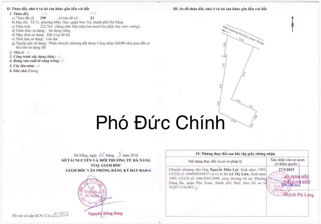 Đất nền 222m² tại đường Phó Đức Chính, quận Sơn Trà - Cơ hội đầu tư hấp dẫn!
