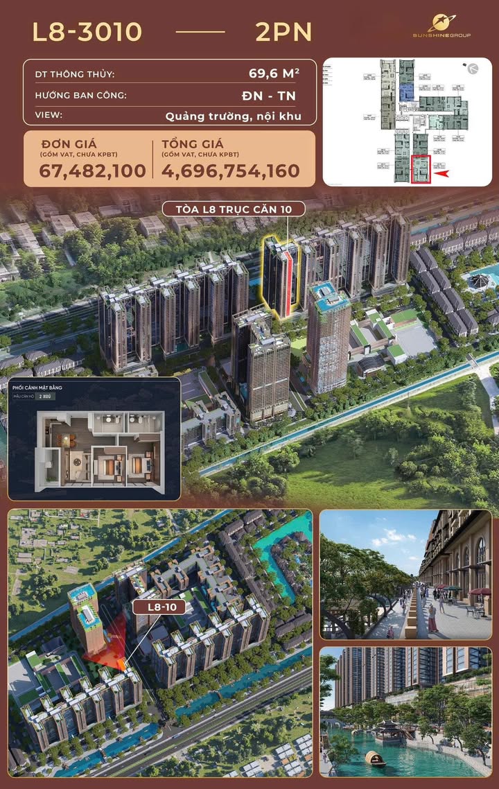 Căn hộ căn góc 2PN Sunshine Legend City 69m² giá 6.15 tỷ - Sẵn sàng vào ở!