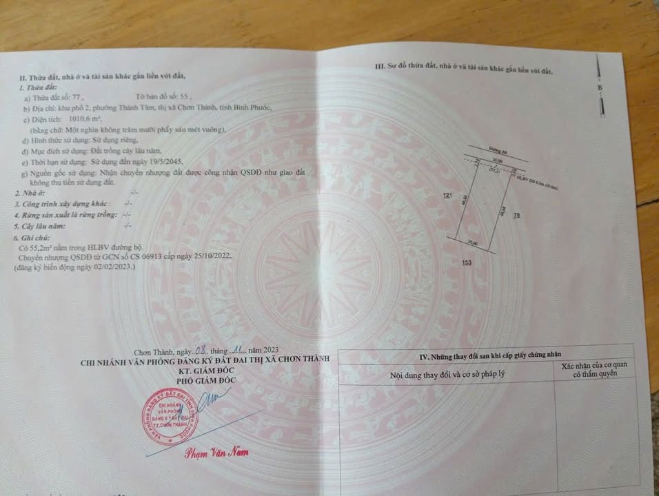 Đất nền KCN Chơn Thành 1000m² giá 1.65 tỷ - Đầu tư sinh lời ngay!