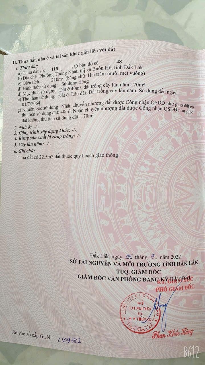Đất thổ cư đường Ama Jao, phường Thống Nhất, 210m² giá 500 triệu - Sổ hồng riêng, sang tên nhanh!