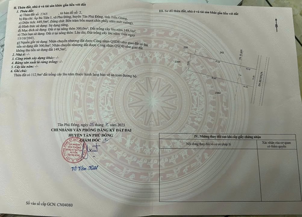 Nhà mặt tiền Nhựa DH85, Tân Phú Đông, 449.5m² giá 1.5 tỷ - Sẵn sàng vào ở!