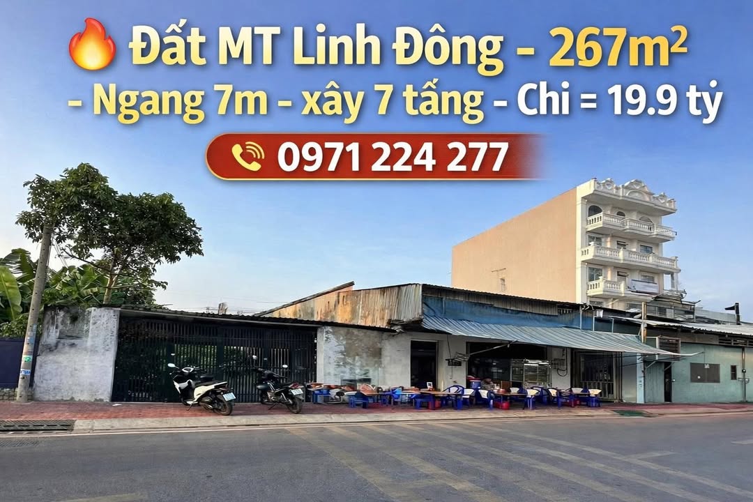 Đất mặt tiền đường 24 Linh Đông, Thủ Đức 267m² giá 19.9 tỷ - Cơ hội đầu tư tuyệt vời!