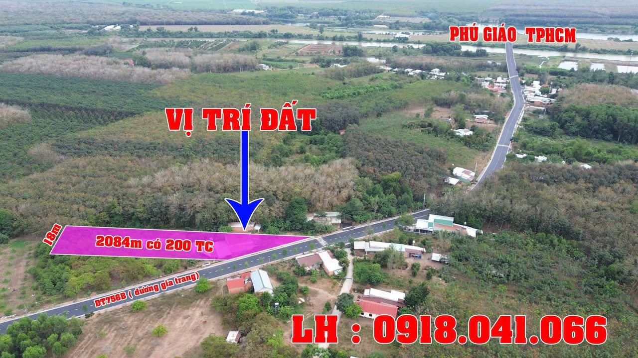 Đất nền 2084m² tại Nha Bích, Chơn Thành - Sổ hồng riêng, giá chỉ 1 tỷ!