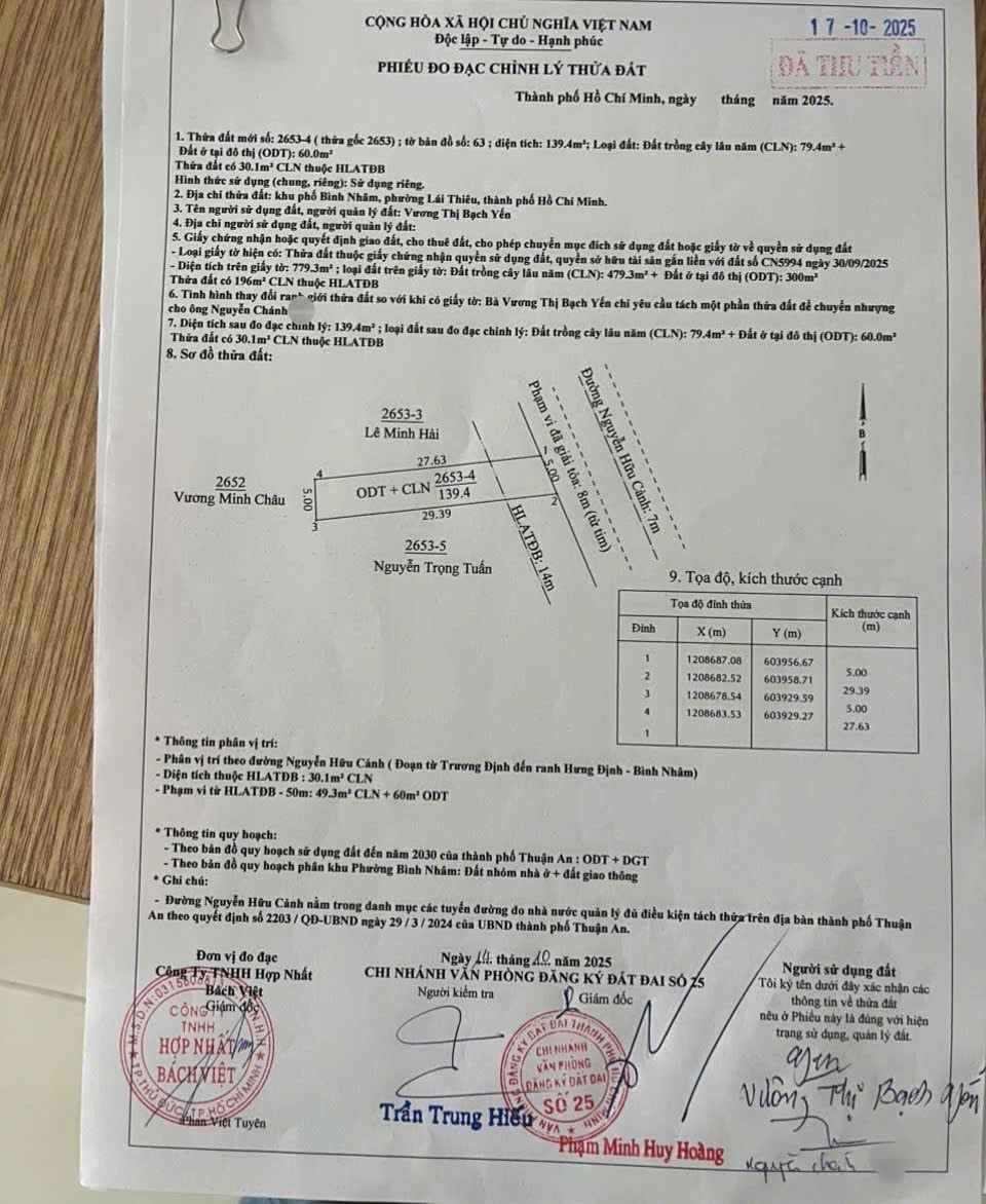 Đất mặt tiền Nguyễn Hữu Cảnh Lái Thiêu 139m² giá 3.95 tỷ - Kinh doanh đa ngành nghề!