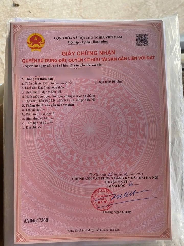 Lô đất thổ cư 101m² tại Phú Mỹ, Ba Vì chỉ 700 triệu - Cơ hội đầu tư tuyệt vời!