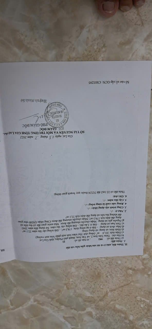 Đất thổ cư xã Biển Hồ 205m² giá 400 triệu - Sổ hồng chính chủ