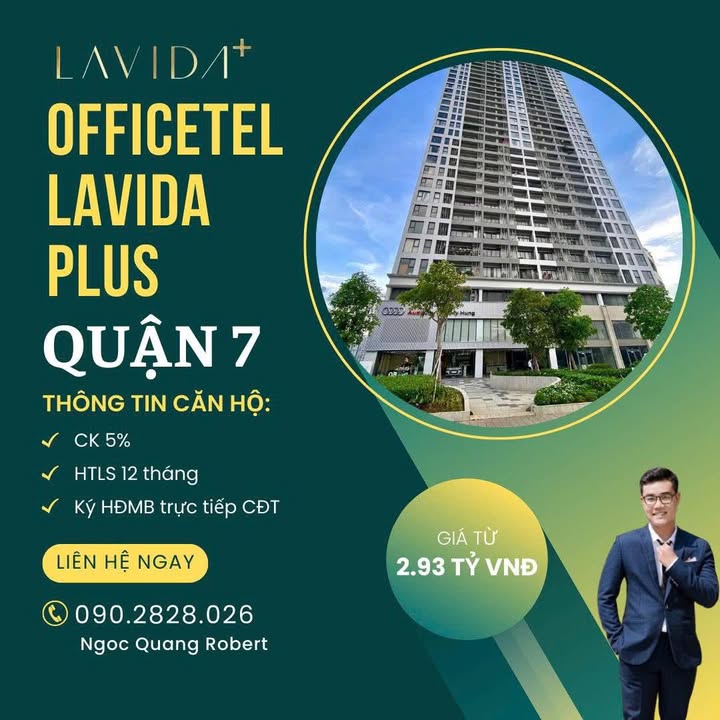 Shophouse Officetel Lavida Plus Quận 7 37m² giá 2.93 tỷ - Giải pháp tối ưu cho doanh nghiệp!