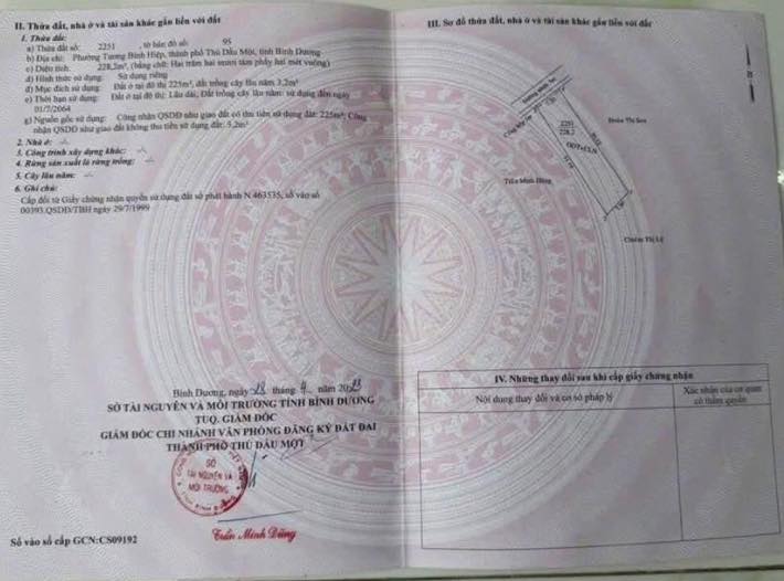 Đất thổ cư 228m² tại Tương Bình Hiệp - Giá chỉ 2.8 tỷ, gần chợ!