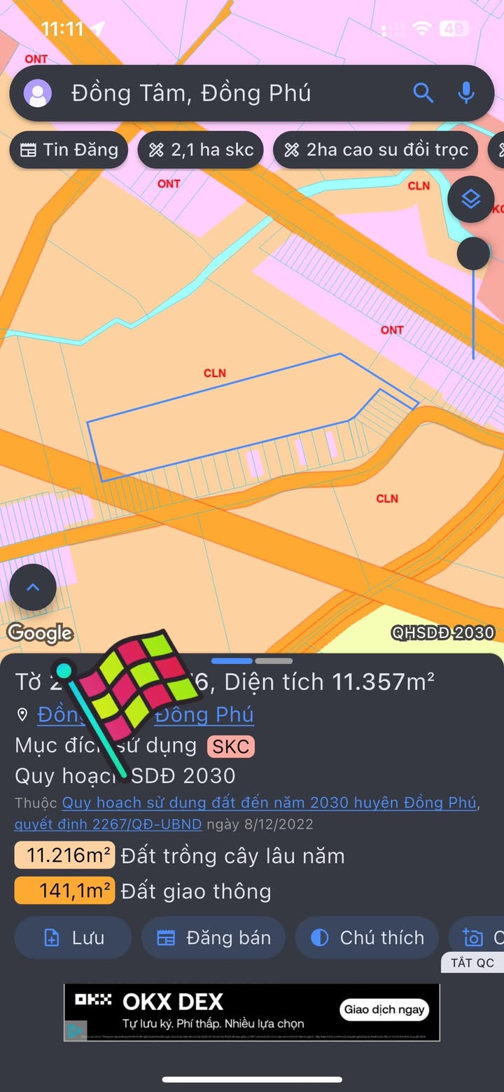 Đất nền Tân Uyên 1,1ha giá 11 tỷ - Vị trí đắc địa cho xưởng và kho bãi!