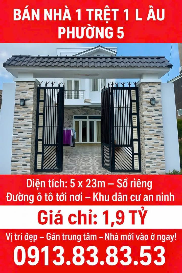 Nhà 1 trệt 1 lầu tại Trà Vinh 115m² giá 1.9 tỷ - Giảm giá sốc 100 triệu!