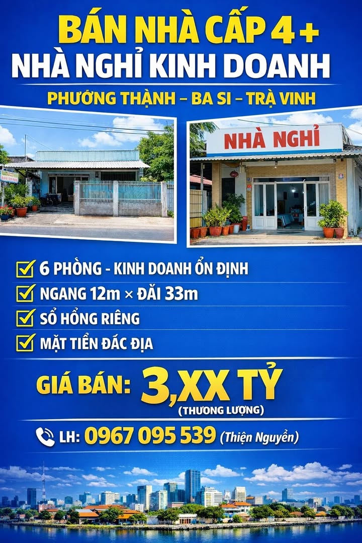 Nhà cấp 4 + Nhà nghỉ đang kinh doanh tại Phương Thạnh, Trà Vinh giá 3 tỷ - Đầu tư sinh lời ngay!