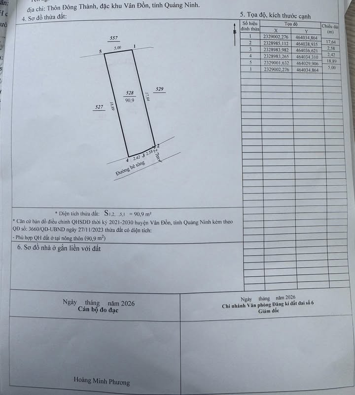 Đất nền Đông Xá 90m² giá 1.5 tỷ - Hướng Đông Nam, ngõ xe 16 chỗ