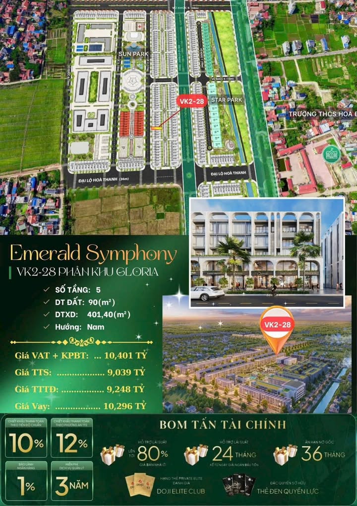 Shophouse DOJI Hoa Động 90m² giá 2 tỷ - View công viên ngay trung tâm!