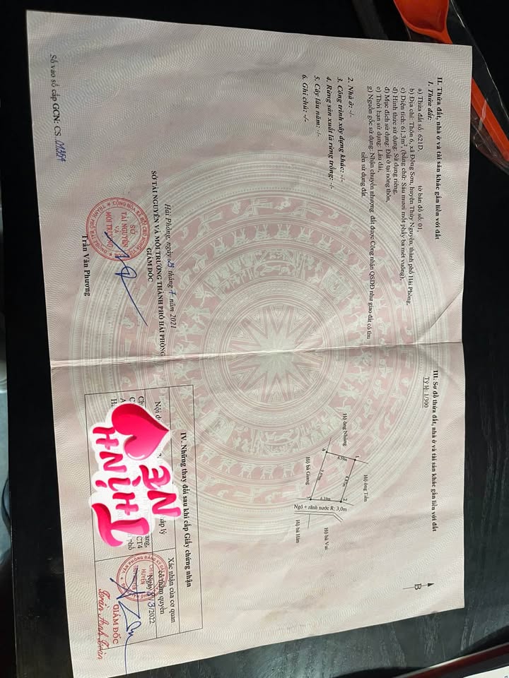 Đất nền Thủy Nguyên Hải Phòng 61.3m² giá 1.1 tỷ - Hướng Đông tài lộc