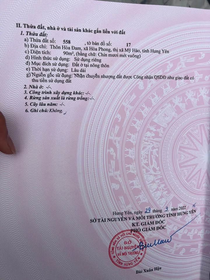 Lô đất 90m² tại Thượng Hồng, Mỹ Hào - Giá chỉ 1 tỷ, cơ hội đầu tư tuyệt vời!