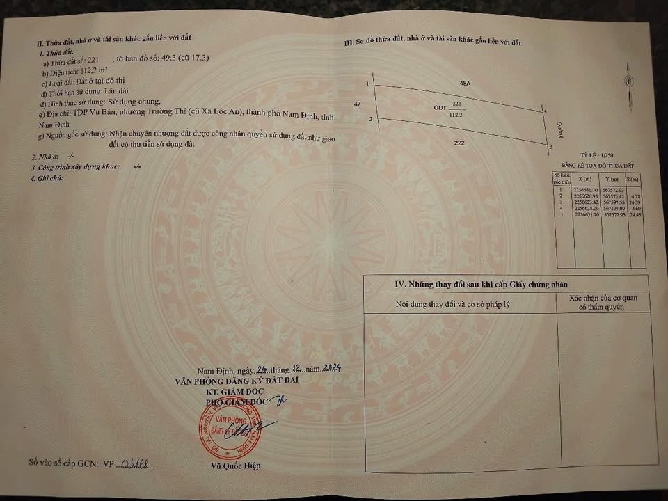 Đất Vụ Bản, phường Trường Thi, TP Nam Định 112m² giá 1.68 tỷ - Đầu tư sinh lời ngay!